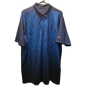 Nike Golf Polo Shirt Men‎ Sz XL Black Blue Irwin Club Short Sleeve Stretch
